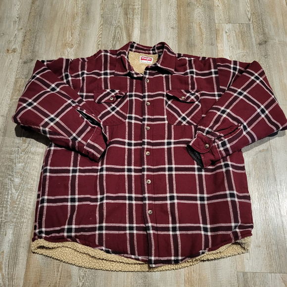 Wrangler Flannel Sherpa Lined Button Up Shirt Jacket w/ Pockets Men's Size XL - Picture 1 of 8